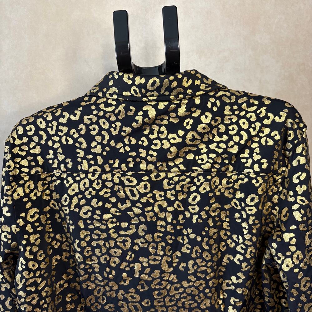 Ranch Dress'n Gold Leopard Performance Rodeo Snap-Front Shirt Women's Plus 3X - Picture 7 of 10